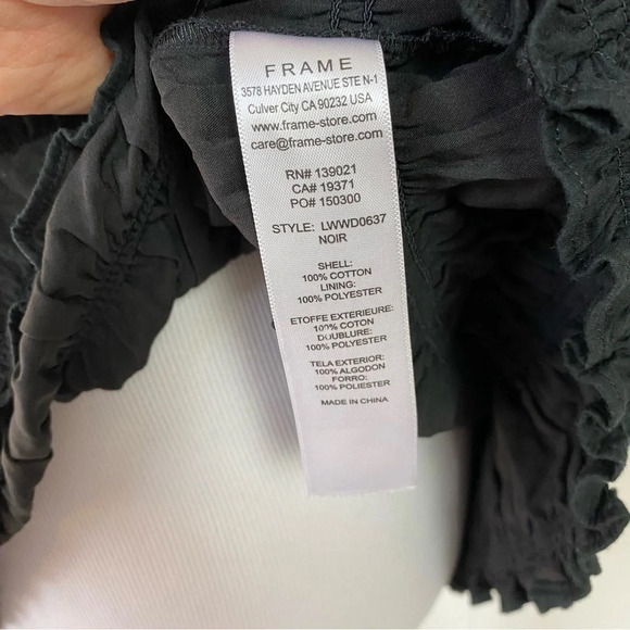 Frame V Neck Smocked Dress Mini Size Small Cotton Ruched Long Sleeve - Picture 12 of 14